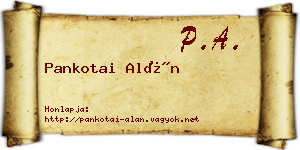 Pankotai Alán névjegykártya